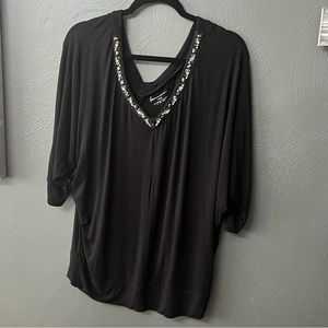 V‎ Neck Beaded Lane Bryant Top Size 14/16